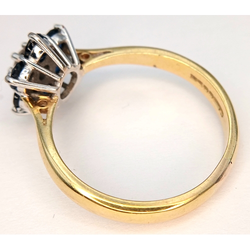 665 - Fabulous Fully hallmarked 18 CARAT GOLD SAPPHIRE and  DIAMOND RING. 4. 6 Grams. Size R. Beautiful Ri... 