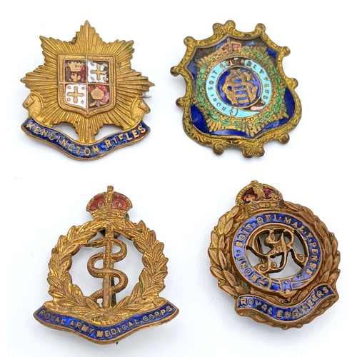 686 - Vintage MILITARY ENAMELLED LAPEL BADGES  Sometimes Worn as SWEETHEART BROOCHES. To include Royal Med... 