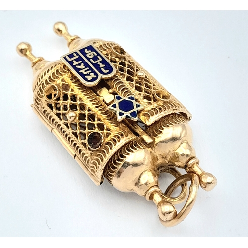 86 - A LARGE VINTAGE 9K GOLD ENAMEL ORNATE 