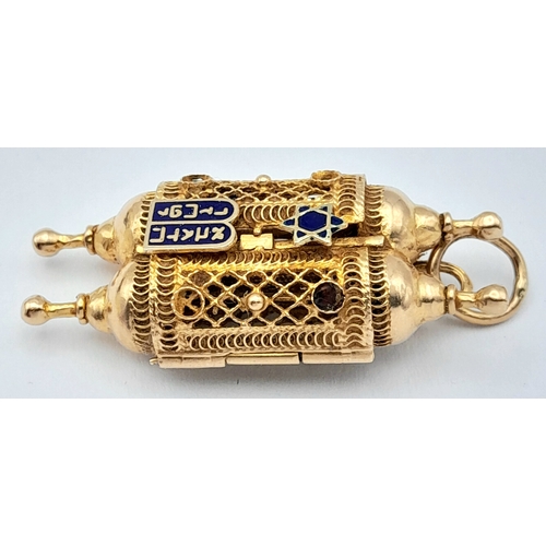 86 - A LARGE VINTAGE 9K GOLD ENAMEL ORNATE 