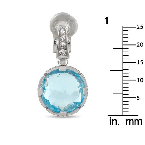 688 - A pair of Bvlgari Parentesi 18K White Gold Diamond and Topaz Clip-On Earrings. Translucent blue Topa... 