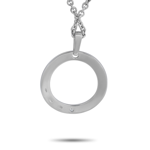 695 - A Bvlgari 18K White Gold Diamond Pendant Necklace. Sparkling Diamonds and the brands name engraved r... 