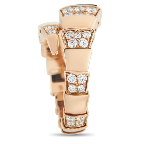 723 - A Bvlgari Serpenti Viper 18K Rose Gold Diamond Ring. Includes pav Diamonds set in 18K Rose Gold and ... 