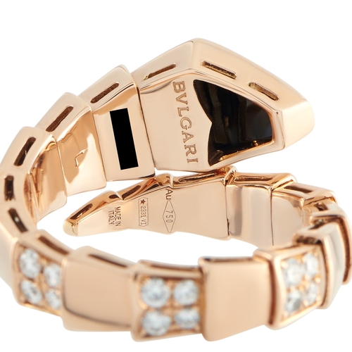 723 - A Bvlgari Serpenti Viper 18K Rose Gold Diamond Ring. Includes pav Diamonds set in 18K Rose Gold and ... 