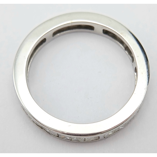 1237 - AN 18K WHITE GOLD, PRINCESS CUT, FULL ETERNITY RING. 2.00 CTW, 3G, SIZE M. MS RED 1001