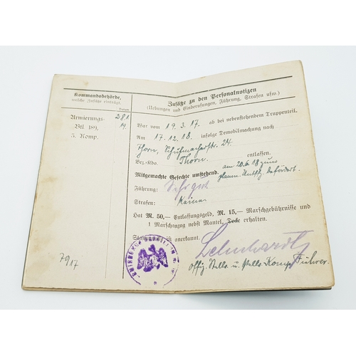 1029 - A Very Good Order WW1 Dated German Soldiers Service Book with 1917/1918 Date Stamps