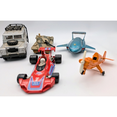 1573 - A box of vintage die cast vehicles, including Corgi and Dinky.