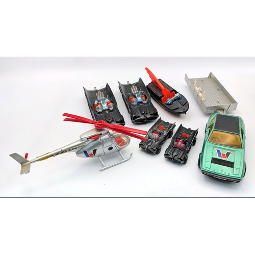 1573 - A box of vintage die cast vehicles, including Corgi and Dinky.