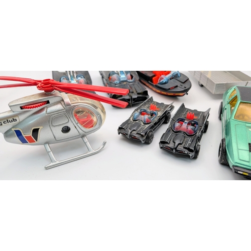 1573 - A box of vintage die cast vehicles, including Corgi and Dinky.