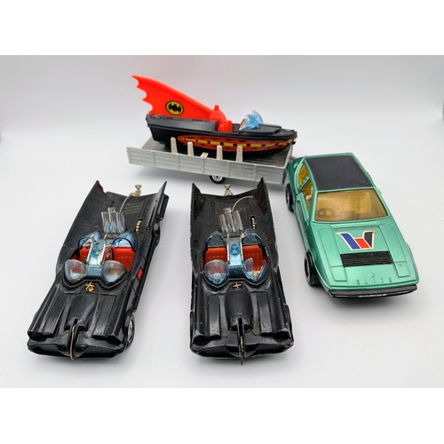 1573 - A box of vintage die cast vehicles, including Corgi and Dinky.