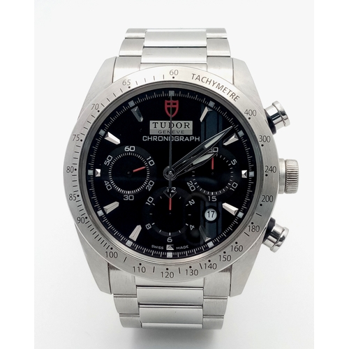 652 - A Tudor Fastrider Chronograph Automatic Gents Watch. Model 42000. Stainless steel bracelet and case ... 