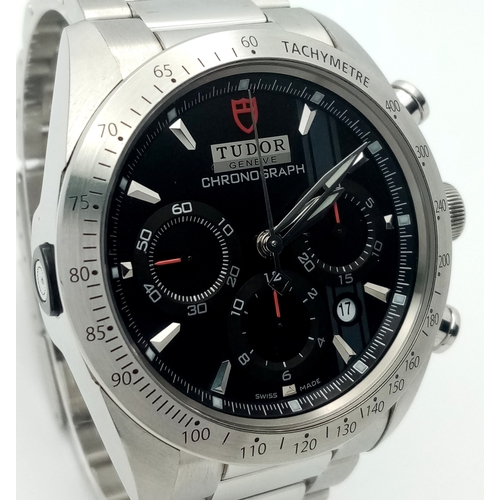 652 - A Tudor Fastrider Chronograph Automatic Gents Watch. Model 42000. Stainless steel bracelet and case ... 