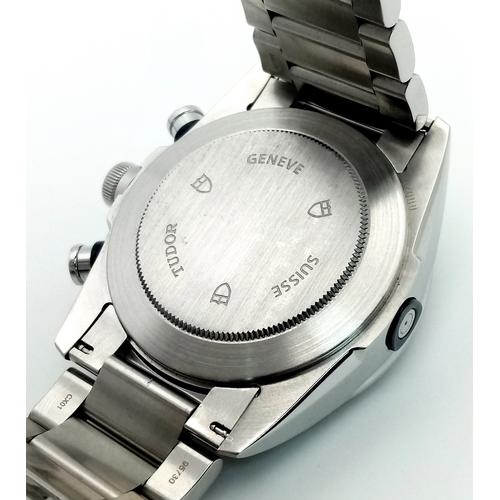 652 - A Tudor Fastrider Chronograph Automatic Gents Watch. Model 42000. Stainless steel bracelet and case ... 
