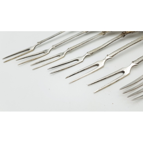659 - A Set of Vintage .800 Continental Silver Floral Filigree Pickle Forks, along with an Antique Cake Fo... 