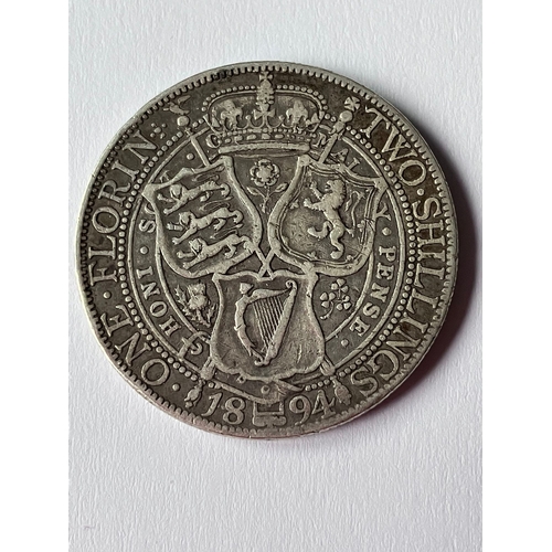 679 - 1894 SILVER FLORIN . Very Fine/ Extra Fine Condition. Better grade coin.