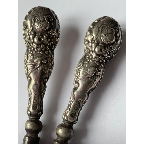 693 - Antique SILVER HANDLED GLOVE STRETCHERS. Clear hallmark for Deakin and Sons, Chester 1905. Fabulous ... 