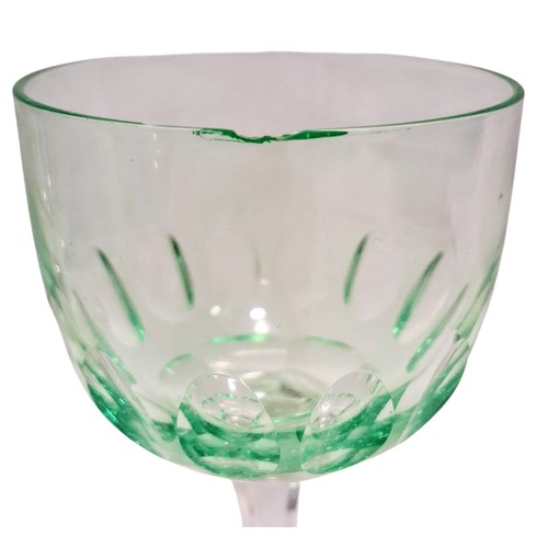 1151 - A set of four vintage, 1920's Val Saint Lambert aperitife glasses. With clear carved stems and thumb... 