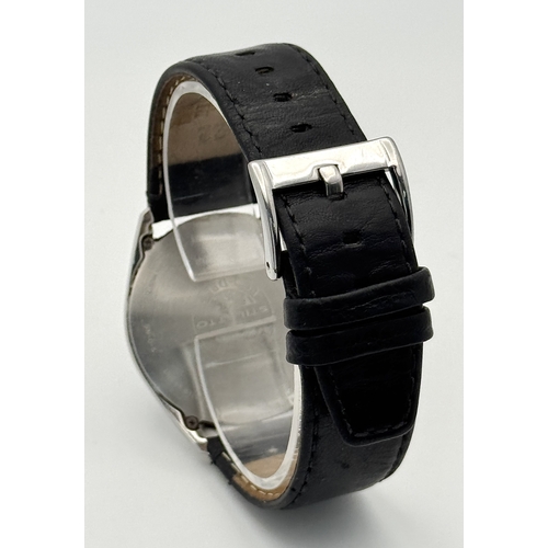 1210 - A CITIZEN, ECO DRIVE, BLACK LEATHER STRAP WATCH. IN FULL WORKING ORDER. S/A 1602 - 4