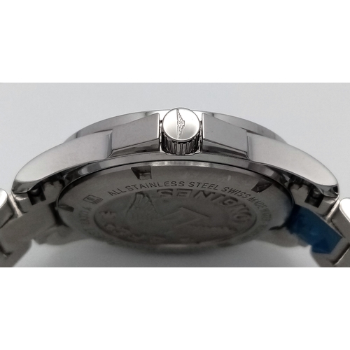 668 - A Longines Conquest Quartz Ladies Watch. Stainless steel bracelet and case - 34mm. Tiffany blue dial... 