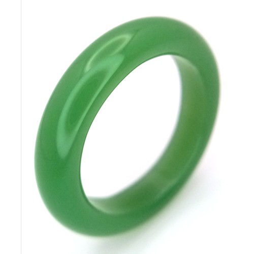 664 - A Jade Band Ring Size O. Measures 5mm Band Width and weighs 1.9 Grams