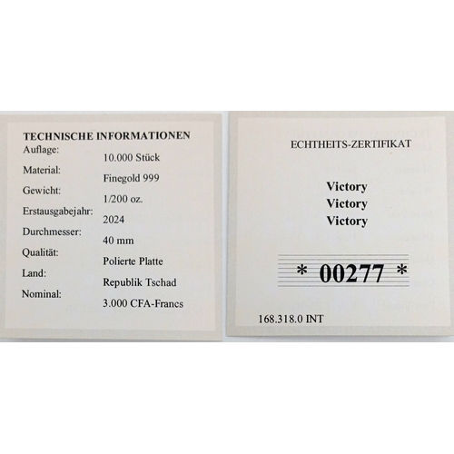 1135 - A Commemorative 'Winston Churchill' Gold Coin Card. 1/200th oz of fine gold (.999). Comes with COA a... 