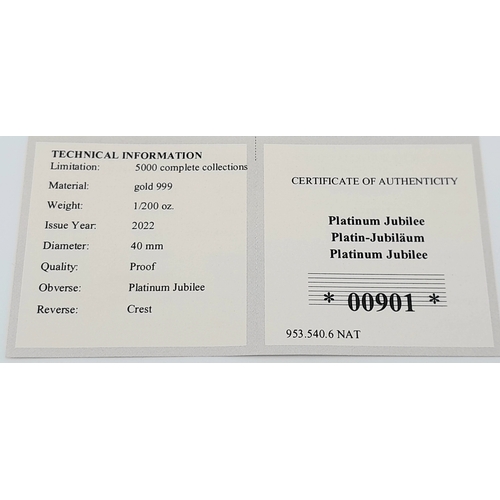 1142 - A Commemorative 'Queen Elizabeth II' Gold Coin Card. 1/200th oz of fine gold (.999). Comes with COA ... 