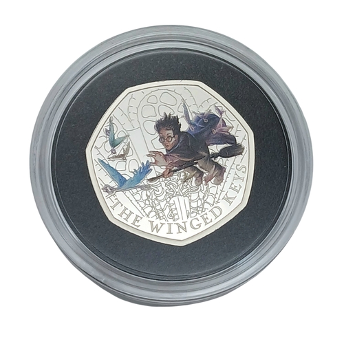 1199 - A Royal Mint Harry Potter - The Winged Keys. Limited Edition Sterling Silver Proof 50p Coin. Encapsu... 