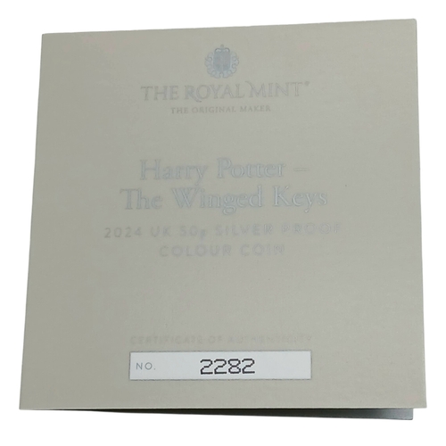 1199 - A Royal Mint Harry Potter - The Winged Keys. Limited Edition Sterling Silver Proof 50p Coin. Encapsu... 