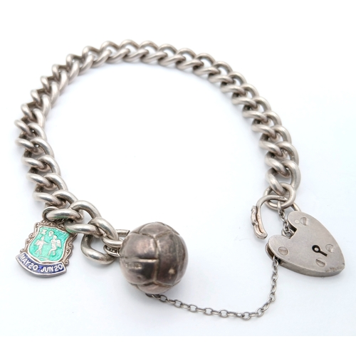 1213 - A Sterling Silver Chain Bracelet with Padlock Charm Closure, and Sterling Silver Enamel Gemini Shiel... 