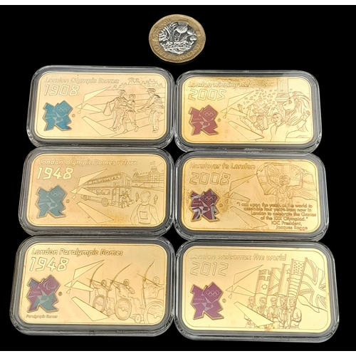 1248 - A London 2012 Commemorative Olympic Set of Gold Plated Ingots. Each limited edition ingot weighs 25g... 