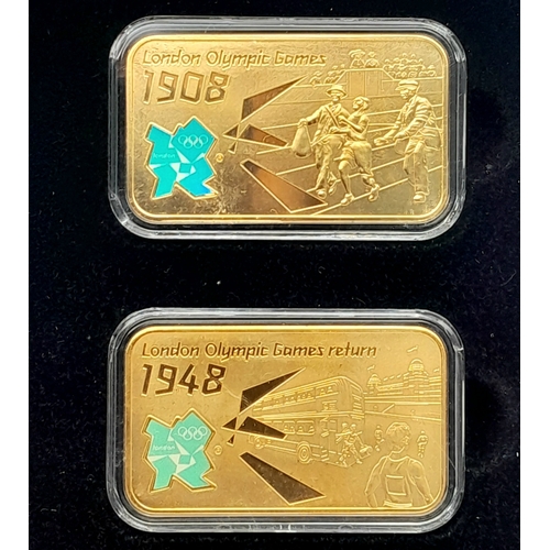 1248 - A London 2012 Commemorative Olympic Set of Gold Plated Ingots. Each limited edition ingot weighs 25g... 