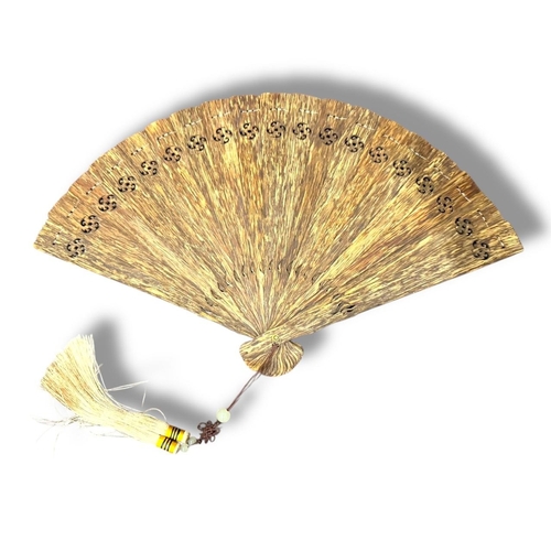 1254 - A rare and unique Vintage Pair of Agarwood Hand Fans. 
The natural agarwood fragrance is well known ... 