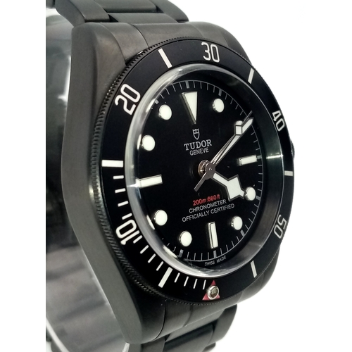 1178 - A Tudor Heritage Black Bay Dark Automatic Gents Watch. Model 79230DK. Brushed black PVD bracelet and... 