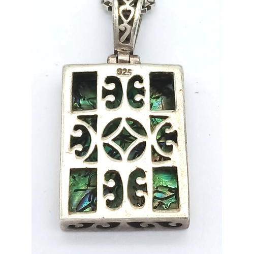 1207 - A Sterling Silver Abalone Shell Pendant Necklace. Both Pendant and Necklace are Hallmarked 925. Appr... 