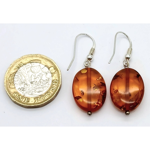 1246 - A Pair of Baltic Amber Earrings. Never worn. Made in Lithuania.