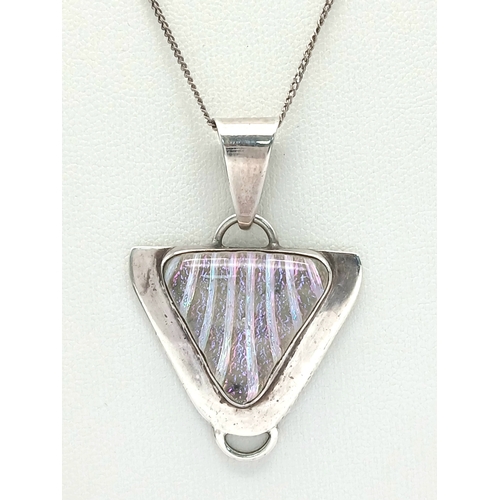 1263 - A Sterling Silver Triangular Pendant Necklace. Both Pendant and Necklace are Hallmarked 925. Approxi... 