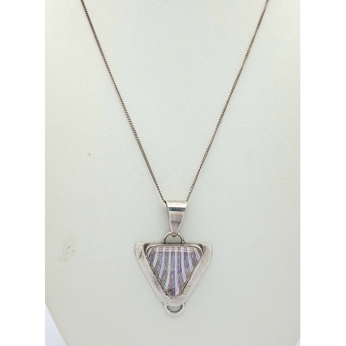 1263 - A Sterling Silver Triangular Pendant Necklace. Both Pendant and Necklace are Hallmarked 925. Approxi... 