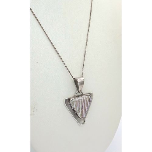 1263 - A Sterling Silver Triangular Pendant Necklace. Both Pendant and Necklace are Hallmarked 925. Approxi... 