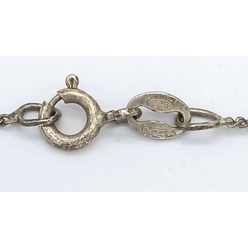 1263 - A Sterling Silver Triangular Pendant Necklace. Both Pendant and Necklace are Hallmarked 925. Approxi... 