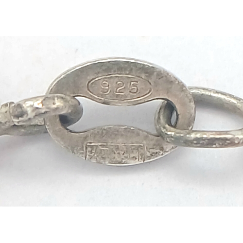 1263 - A Sterling Silver Triangular Pendant Necklace. Both Pendant and Necklace are Hallmarked 925. Approxi... 