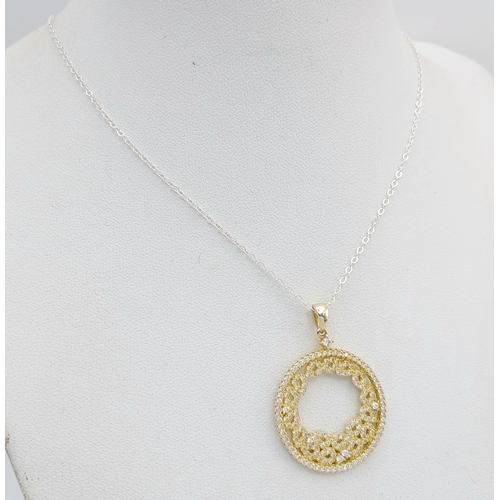 1179 - A Sterling Silver Gemstone Circle Pendant Necklace. Both Pendant and Necklace are Hallmarked 925. Ap... 