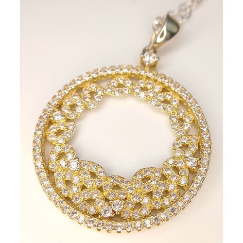 1179 - A Sterling Silver Gemstone Circle Pendant Necklace. Both Pendant and Necklace are Hallmarked 925. Ap... 