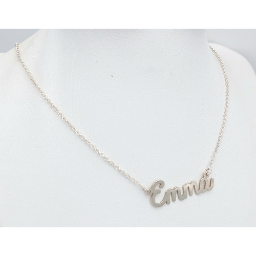 1256 - A 925 Sterling Silver Personalised 'Emma' Name Necklace. Approximate length 42cm. Total Weight 2.95 ... 