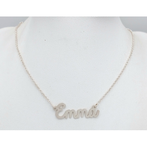 1256 - A 925 Sterling Silver Personalised 'Emma' Name Necklace. Approximate length 42cm. Total Weight 2.95 ... 