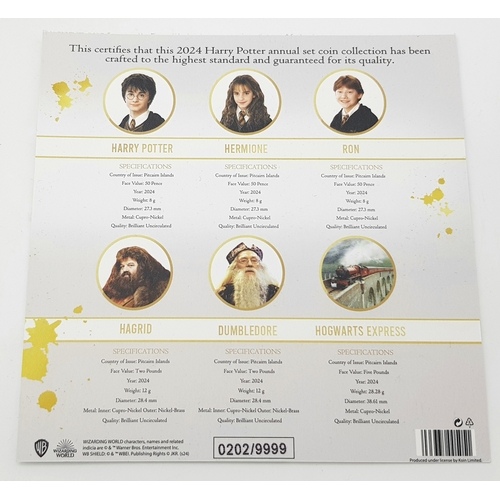 1206 - A Harry Potter 2024 Commemorative Coin Set. Comes with COA and case. Limited edition six coin set.