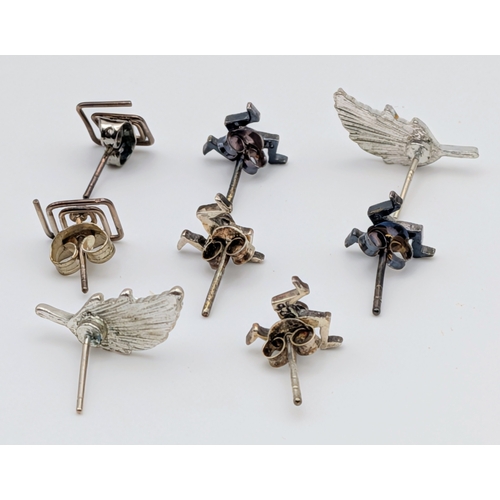 1242 - An assorted collection of 4 vintage pairs of 925 silver earrings with various designs. Total weight ... 