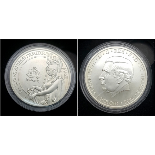 1220 - A 2023 Queen Elizabeth II Memorial Fine Silver (.999) 1oz Coin. Limited edition, with case and COA.