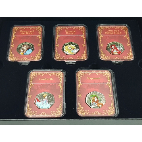 1223 - A Once Upon a Time 50p Coin Commemorative Set - Five different Fairy Tales. Comes with COA and case.... 