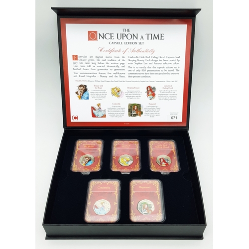1223 - A Once Upon a Time 50p Coin Commemorative Set - Five different Fairy Tales. Comes with COA and case.... 