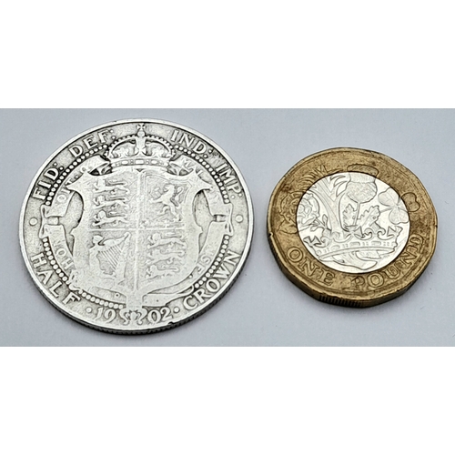 1171 - An Edward VII 1902 925 Silver Half Crown Coin. Please refer to photos for condition.
